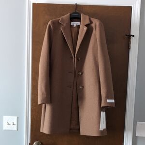 Women's Calvin Klein Brown Wool-like Coat XS Infinite Stretch
